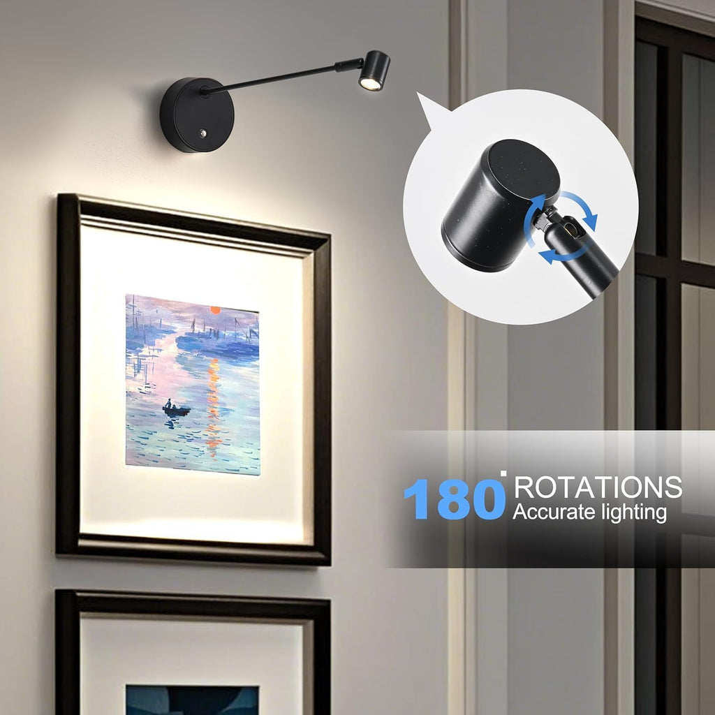 ZitoStory Lights for Pictures On Wall, Battery Operated Picture Light Rechargeable,Black Led Art Lighting for Paintings Wireless with Remote Magnetic Stick Dimmable and Timer（1 Pack）