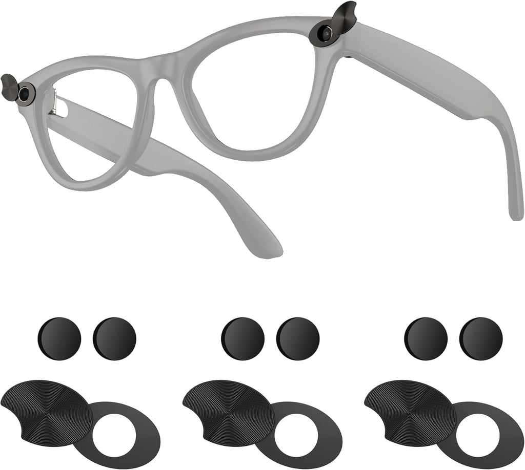 Camera Privay Cover for Ray-Ban Meta Glasses, Adjustable Lens Protector Set for Wayfarer/Skyler/Headliner(Gen 1&Gen 2) Smart Glasses Accessories 9PCS Black