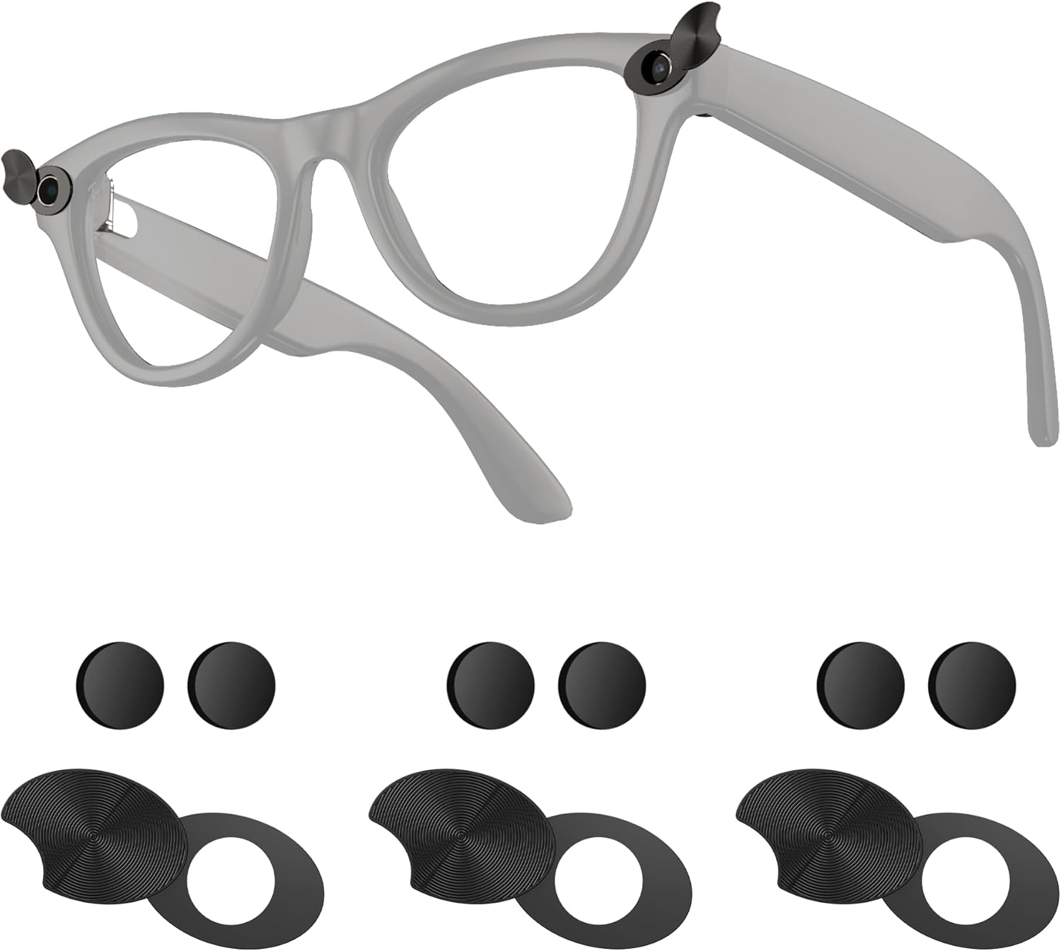Camera Privay Cover for Ray-Ban Meta Glasses, Adjustable Lens Protector Set for Wayfarer/Skyler/Headliner(Gen 1&Gen 2) Smart Glasses Accessories 9PCS Black