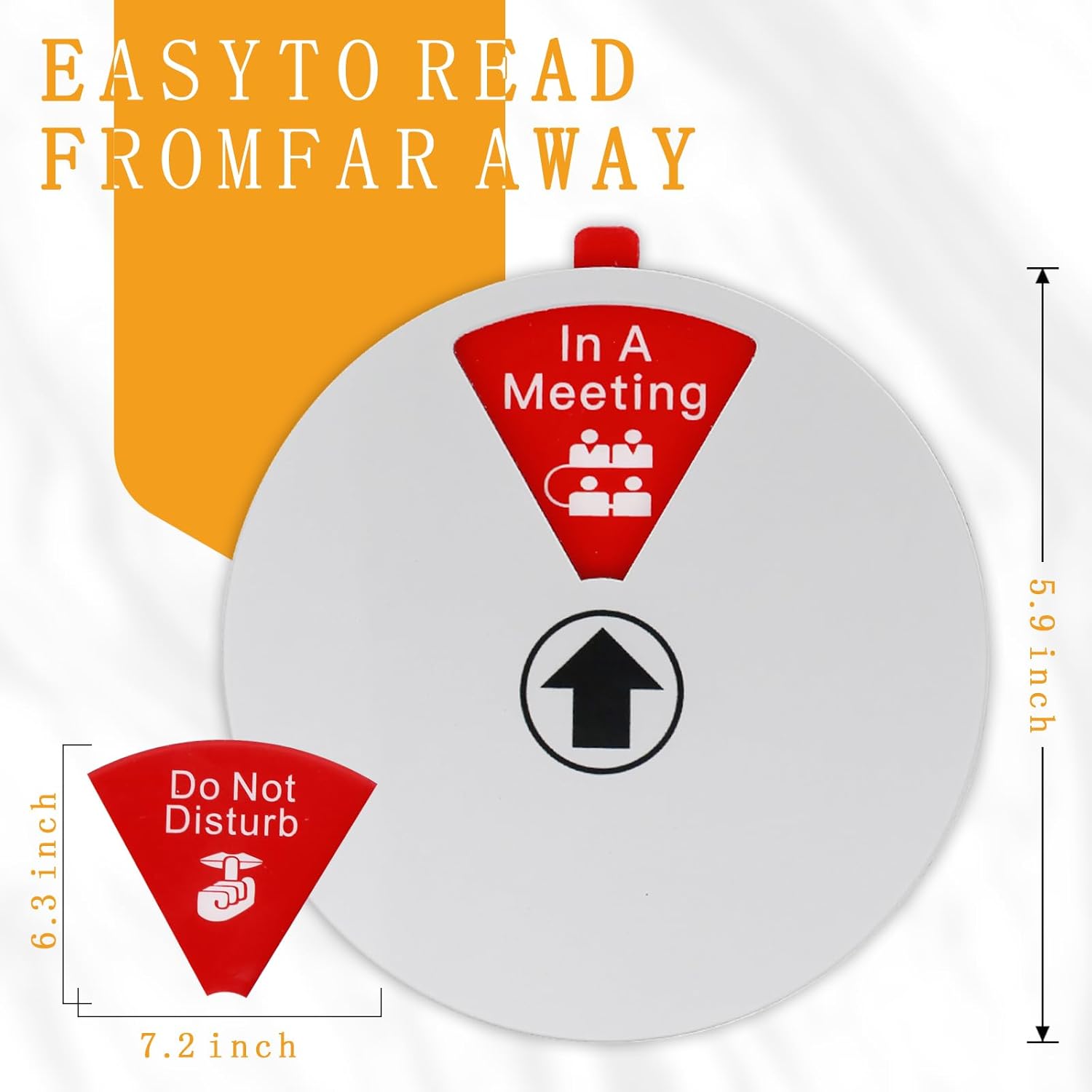 Office Privacy Door Sign with Rotating Status Indicator - 6 Inch Magnetic & Adhesive ABS Sign for Office/Home, 6 Modes (Do Not Disturb/Meeting/Remote Work) (Silver)