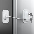 Refrigerator Lock 2 Packs, Fridge Lock with Silicone Wire Protection Fridge Locks for Kids Easy to Use and Install Cabinet Locks with Key, White