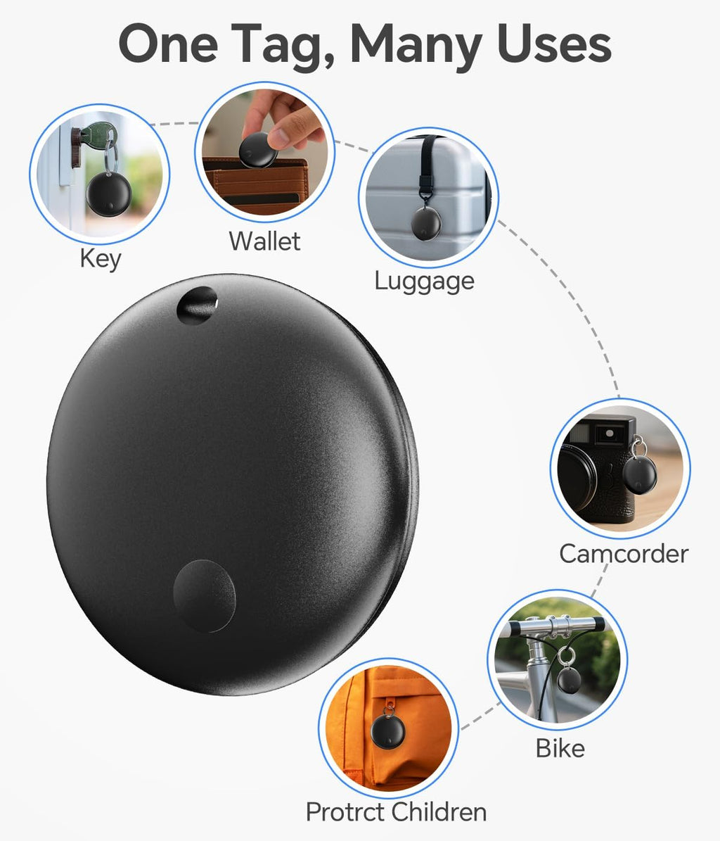 Air Tracker Tag, IP67 Waterproof Bluetooth Tracker, Keychain Finder, Item Locator forBackpacks, Suitcases and Wallets, Cars, Keys and Cameras (Android Only Black-4)