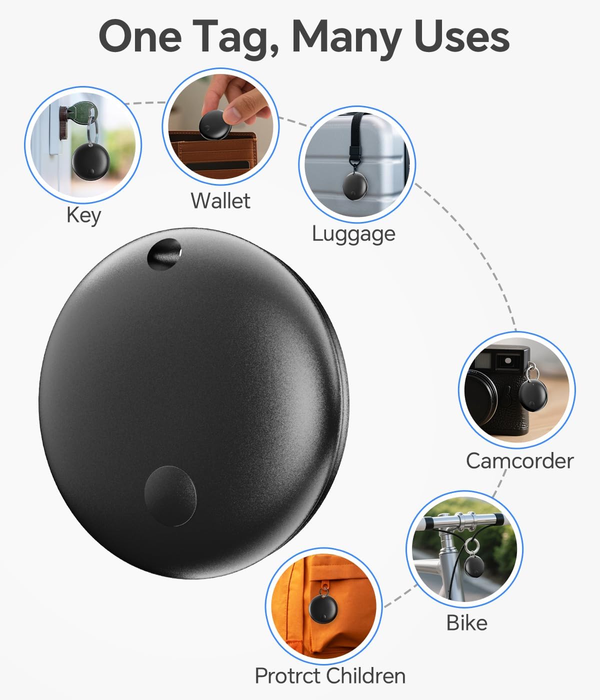 Air Tracker Tag, IP67 Waterproof Bluetooth Tracker, Keychain Finder, Item Locator forBackpacks, Suitcases and Wallets, Cars, Keys and Cameras (Android Only Black-4)