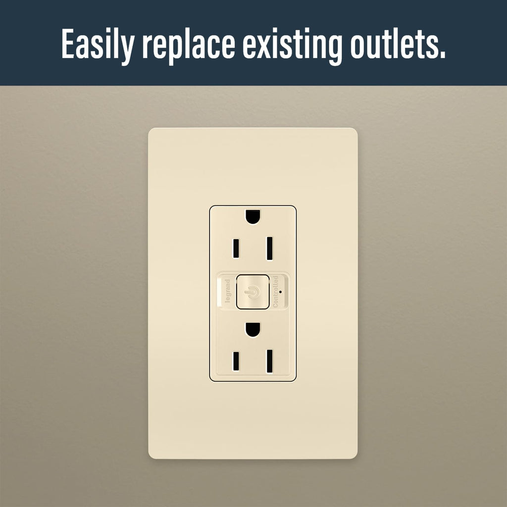 Legrand Radiant WNRR15LA 15 Amp Smart Outlet with Netatmo, Compatible with Alexa, Google Assistant & Apple HomeKit, 15A, Light Almond (1 Count)