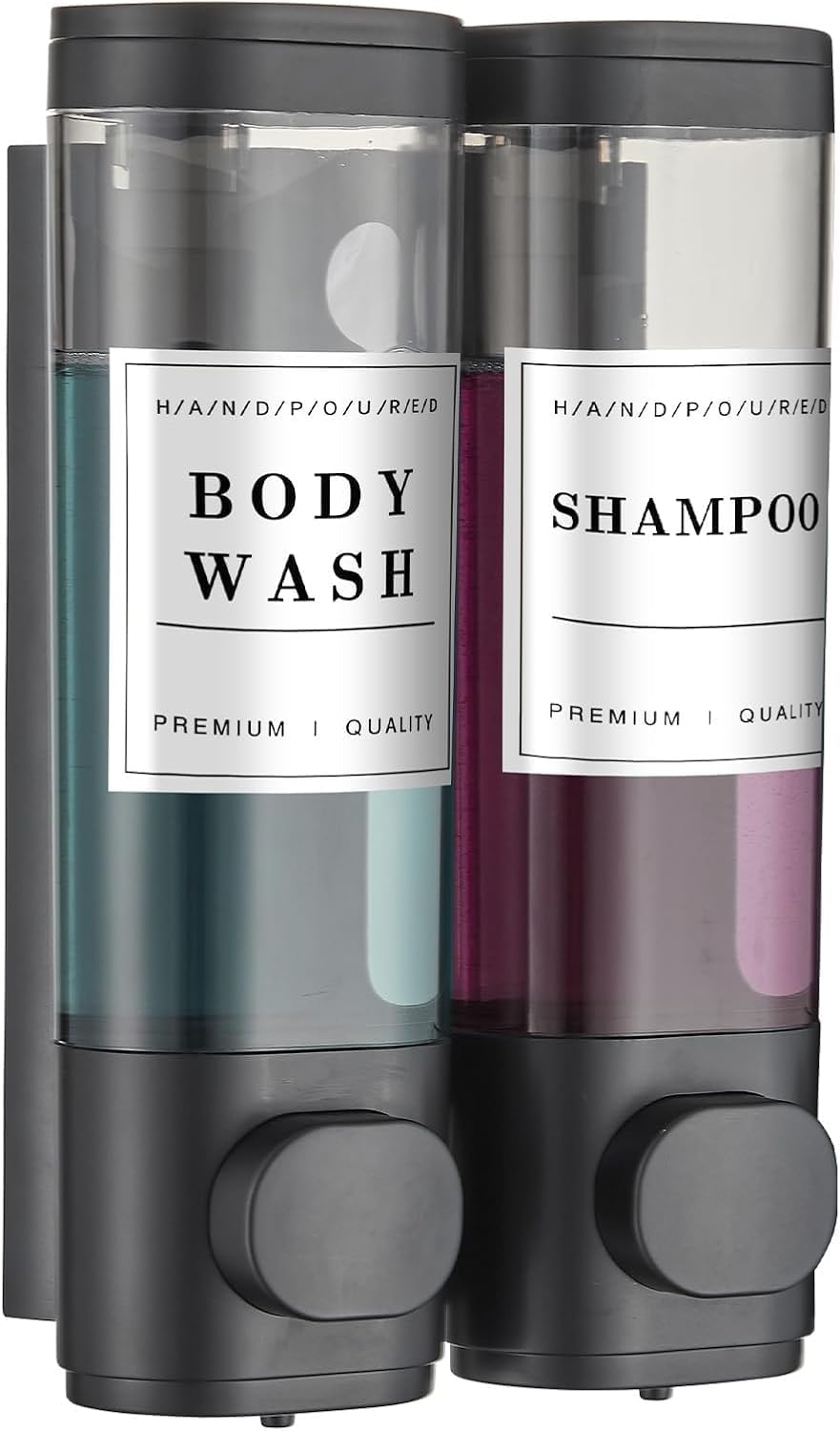 Shampoo and Conditioner Dispenser,Shower Dispenser 2 Chamber No Drill Wall-Mounted Shampoo Dispenser for Shower Wall Mounted Shower Dispenser for Bathroom Hotel,Matte Black1