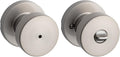 Kwikset Pismo Interior Privacy Door Knob with Lock, Door Handle For Bathroom and Bedroom, Satin Nickel Keyless Turn Lock Doorknob, with Microban Protection