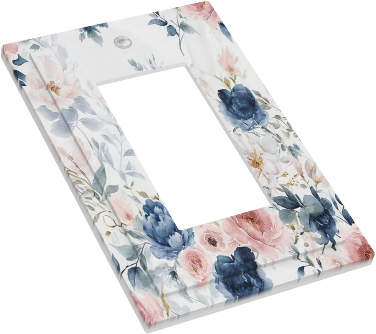 Outlet Covers Elegant Watercolor Pink Blue Flowers Floral 1 Gang Wall Plates Single Rocker Light Switch Covers Decorative Switch Plates Electrical GFCI Panel Covers for Home Office Decor 5 X 3 IN