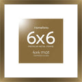 Homeforia 6x6 Picture Frames Bronze, High End Metal 6 x 6 Square Photo Frame with Mat 4 by 4, 6x6 Brass Frame Matted to 4x4 inch Print, 6by6 Wall or Tabletop Frames, Tempered Glass, Wall Kit, Set of 1
