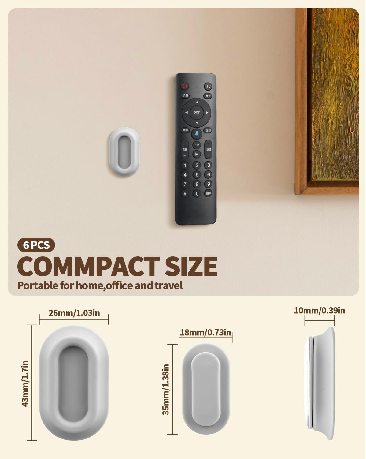 6 Pack Magnetic Remote Control Holder – Upgraded Silicone Magnetic Wall Mount for TV, Fan & Air Conditioner Remotes – Self-Adhesive, No-Drill Remote Control Holder Wall Mount