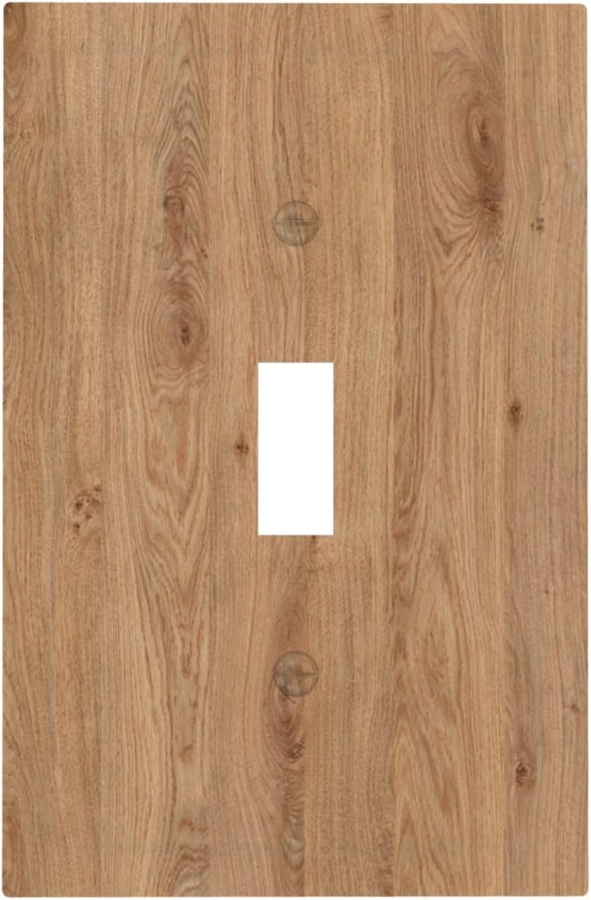 Decorative Light Switch Cover Vintage Rustic Wood Color Brown Wood Grain 1 Gang Single Toggle Decorator Outlet Wall Plate Device Electrical Faceplate Switchplates for Farmhouse Cabin Decor