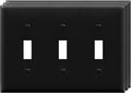 ENERLITES Triple Light Switch Wall Plate, Gloss Finish, Standard Size 3-Gang 4.50" x 6.38", Unbreakable Polycarbonate Thermoplastic, 8813-BK-3PCS, Black, 3 Pack
