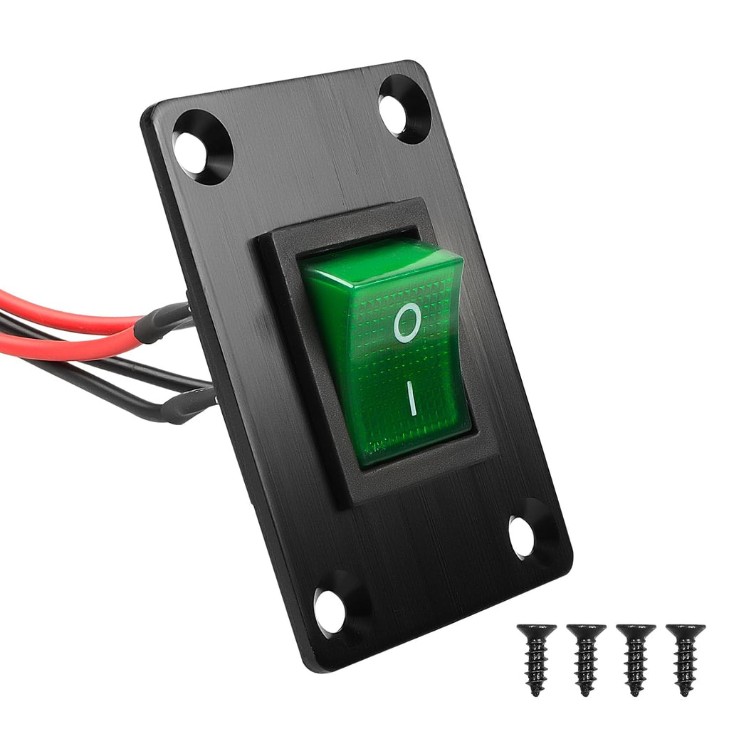 1Pcs Green LED KCD4 Boat Rocker Switch 2-Position 4-Pin Pre-Wired DPST Panel Switch 16A 250VAC 20A 125VAC, CE