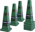 26.5" Caution Cones, 4-Sided Visible Safety Signs with Heavy Rubber Base, Warning for Slip & Fall Prevention, Indoor/Outdoor Use (8, Reserved Parking-Green, 26.5 inch)