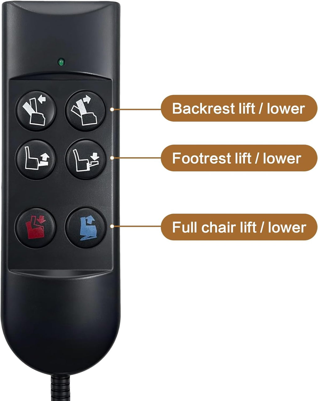 Lift Chair Power Recliner 6 Button 5 Pin Hand Control Remote Replacing ZK756HCL Replacement