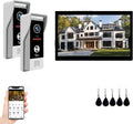 Video Doorbell Intercom System,10 Inches Touch Screen (Black) Video Doorbell Door Phone System,Support Remote Unlock, Dual-Way Intercom,Night Vision for Villa House Apartment (2-Camera + 1-Monitor)