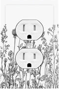 Outlet Covers Floral Wildflower Rustic Plant Leaves 1 Gang Duplex Light Switch Cover Decorative Switch Plates Electrical Receptacle Faceplate Wall Plate For Farmhouse Cabin Decor
