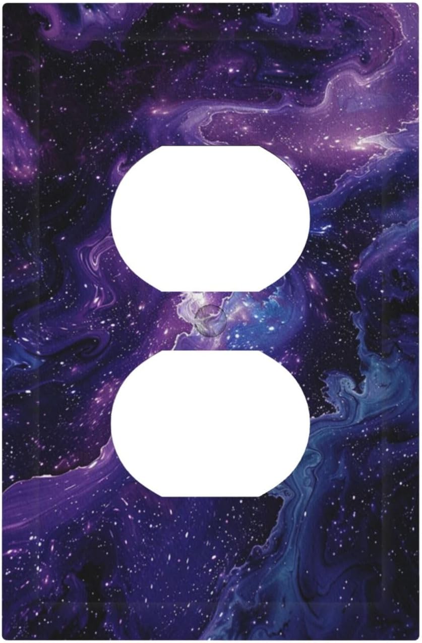 Decorative Outlet Covers Galaxy Universe Outer Space Marble Texture 1 Gang Duplex Light Switch Cover Plate Unique Wall Plate Electrical Switch Plate Covers for Bedroom Home Decor