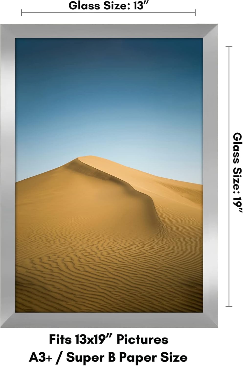 Americanflat 13x19 Picture Frame with Shatter-Resistant Glass - Signature Collection - Gallery-Style Frames Made of Engineered Wood - Photo Frame for Wall Display - Silver