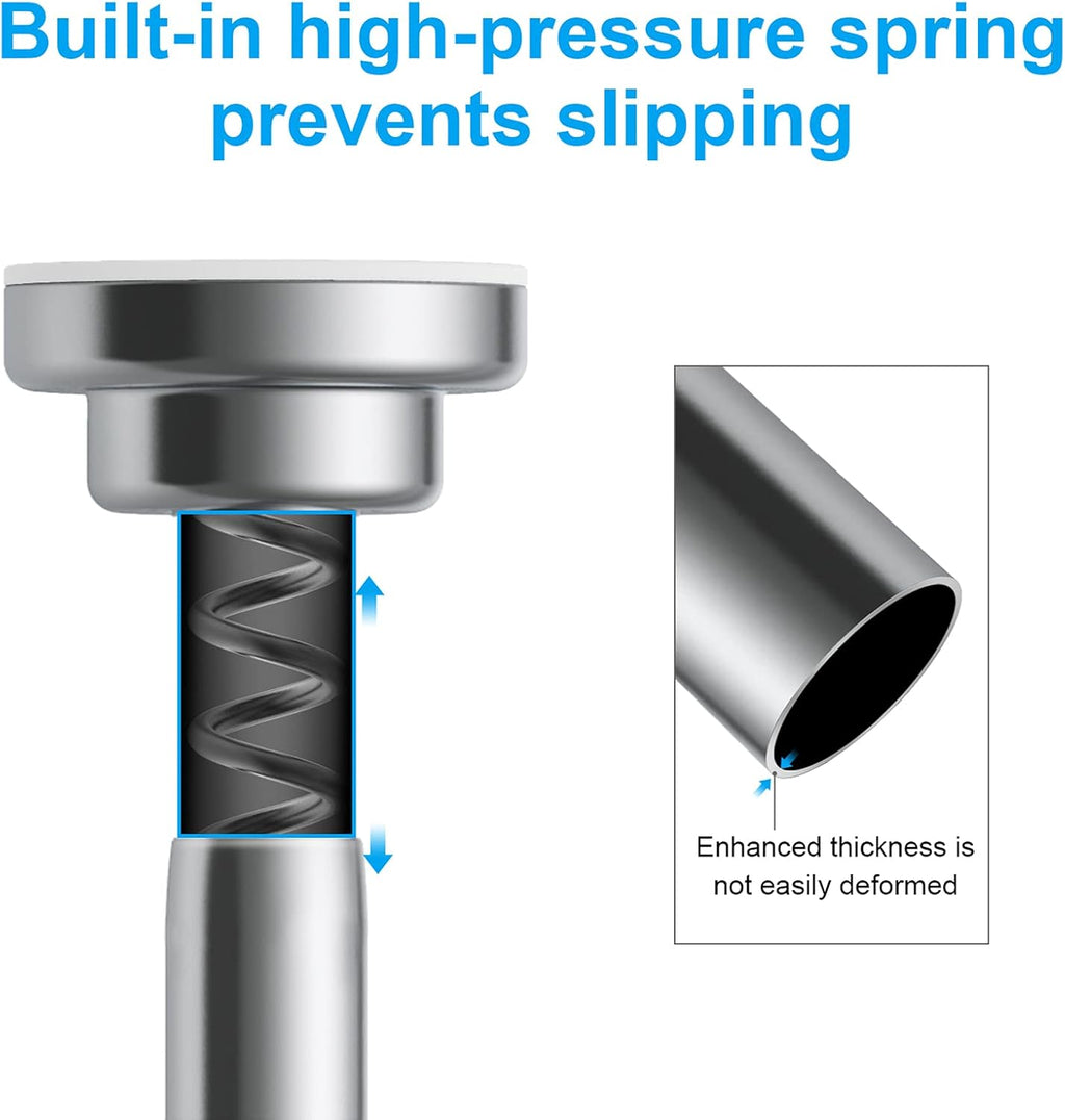 TEECK Shower Curtain Rod, 40-73 inch Adjustable Tension Spring, Premium Stainless Steel, Anti-Slip, No Drilling, No Rust, Never Collapse, for Bathroom, Easy to use
