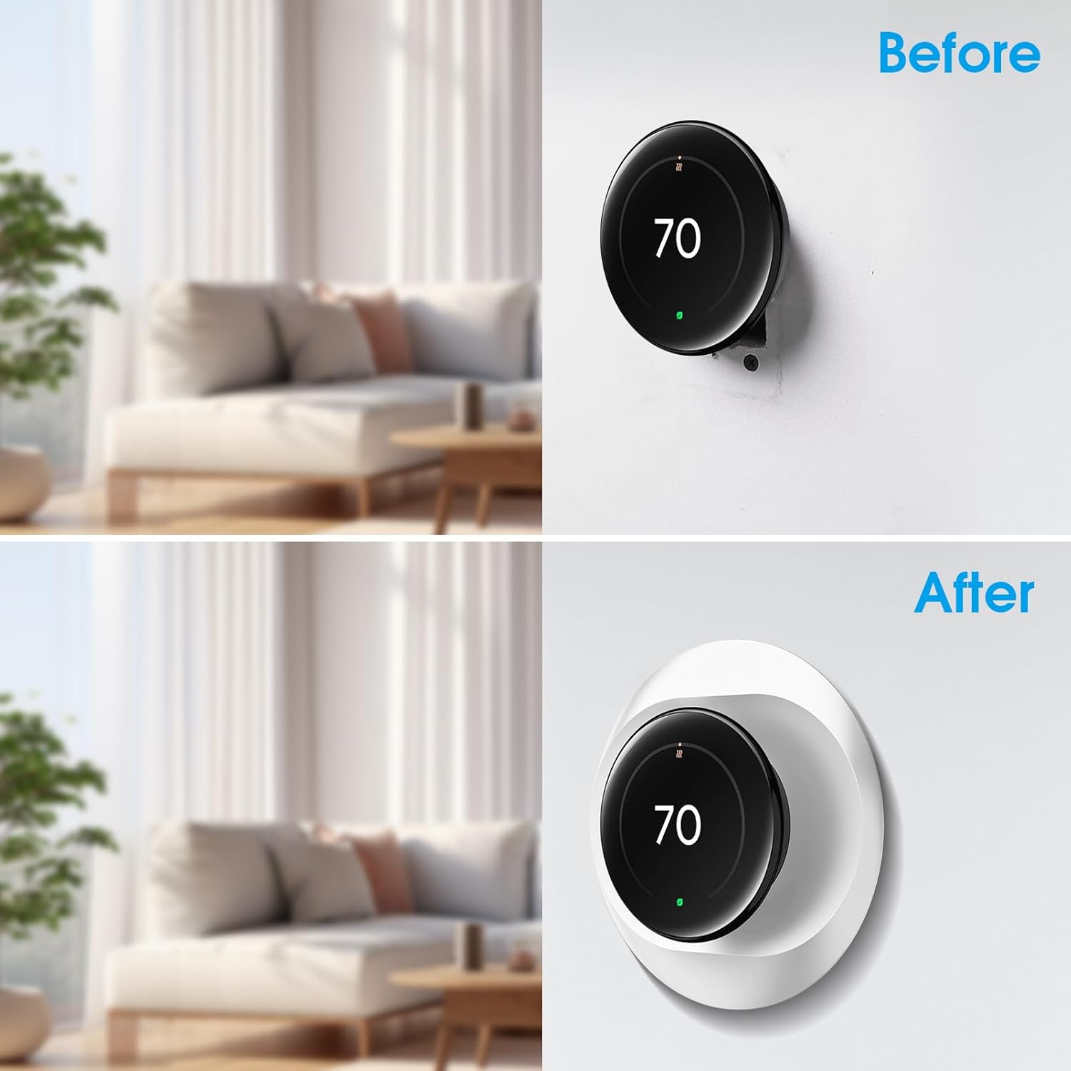 CaseBot Wall Plate Cover Compatible with Google Nest Learning Thermostat (4th Gen), Practical Nest Thermostat Trim Kit, with Temperature Sensor Holder, Easy Installation (White)