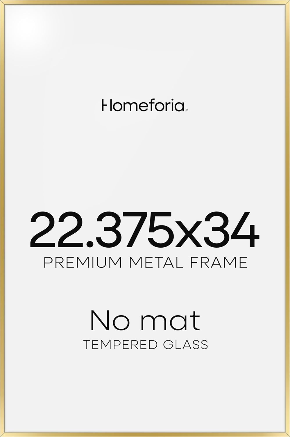 Homeforia 22.375x34 Gold Puzzle Frame, High End Metal 22.375 by 34 Picture Frames without Mat, 34 x 22.375 Thin Poster Frame for Wall, 22.375by34 Puzzle Photo Frame, Tempered Glass, Wall Kit, Set of 1