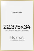 Homeforia 22.375x34 Gold Puzzle Frame, High End Metal 22.375 by 34 Picture Frames without Mat, 34 x 22.375 Thin Poster Frame for Wall, 22.375by34 Puzzle Photo Frame, Tempered Glass, Wall Kit, Set of 1