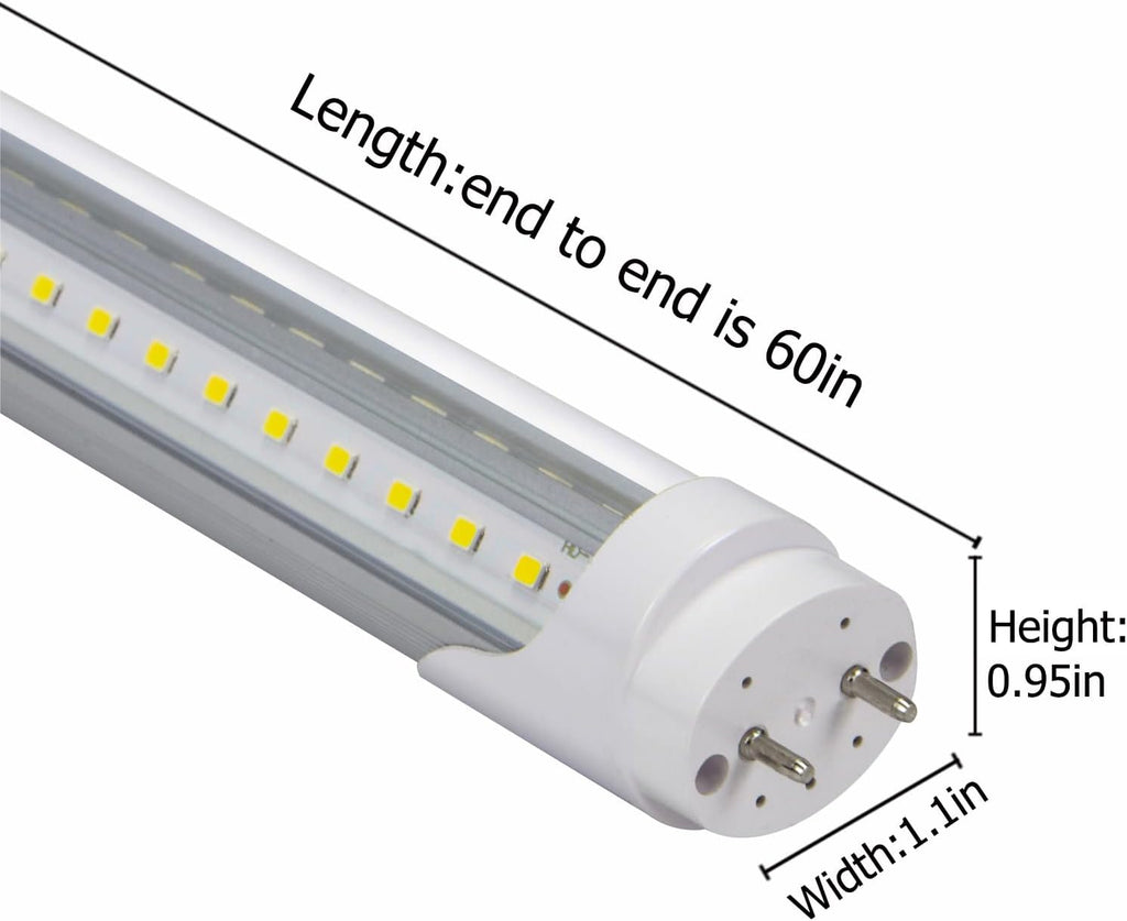 5 Foot T8 LED Tube Light,45W 4500lm,G13 Bi-Pin Base,60 inches End to End,V Shape,Daylight White 5000K,T12 Fluorescent Replacement,Dual-End Power,Ballast Bypass,Shop Lighting,Pack of 10