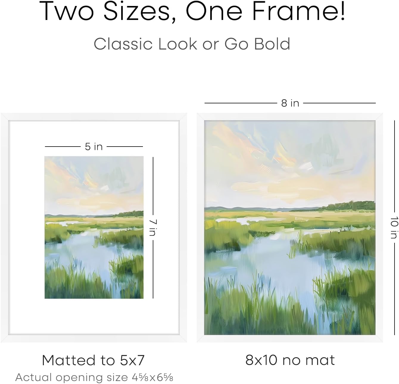 Homeforia White Picture Frames 8x10, High End Metal 8 x 10 Photo Frame with Mat 5 by 7 Art, 10x8 White Frame Matted to 5x7 inch Print, 8by10 Wall or Tabletop Frames, Tempered Glass, Wall Kit, Set of 1