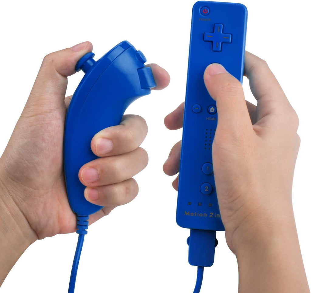 TechKen Motion Plus Wii Controllers 2Packs with Nunchucks, Wii Remote Controllers Compatible for wii and Wii U with Built in Motion Plus