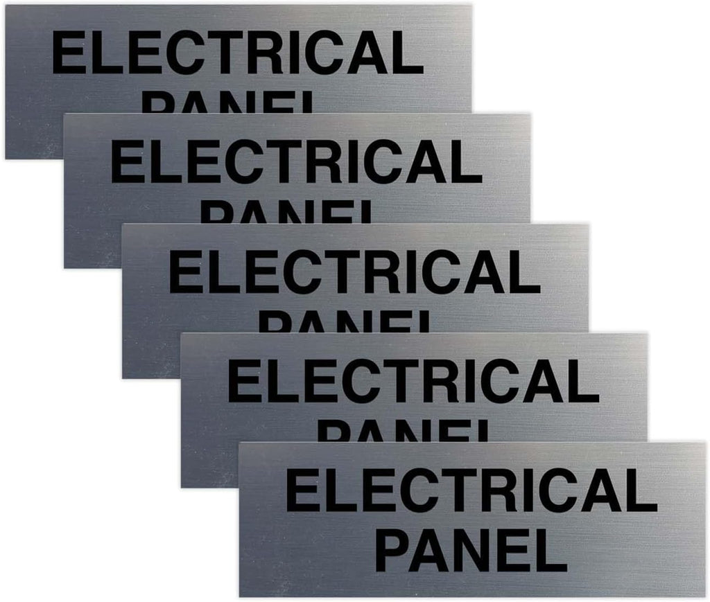All Quality Basic Electrical Panel Sign - Fire Regulation Safety Compliance Sign - Silver - Medium (5 Pack)