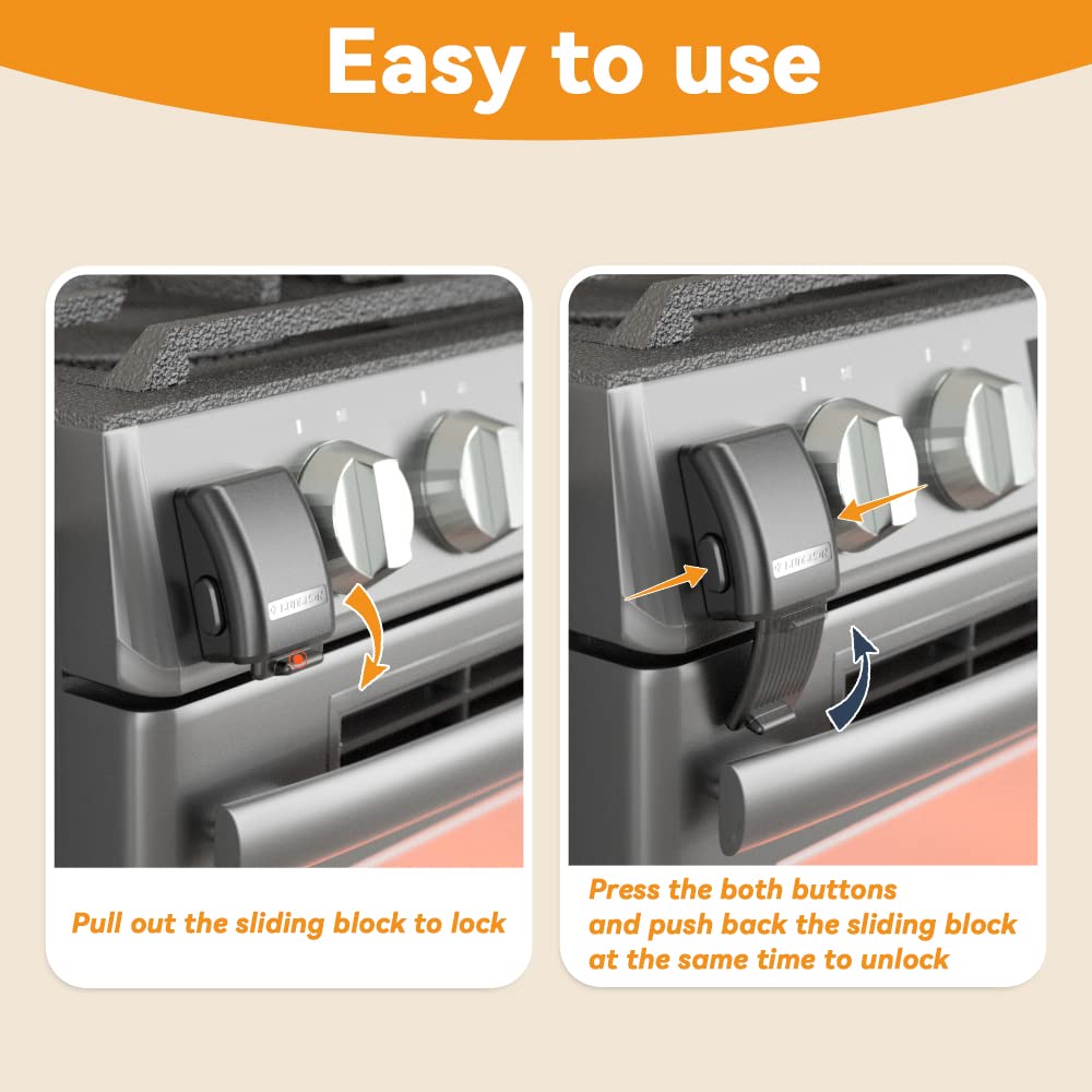 EUDEMON 1 Pack Updated Oven Front Lock,Childproof Oven Door Lock, Easy to Install & Use Durable and Heat-Resistant Material no Tools Need or Drill(Black)