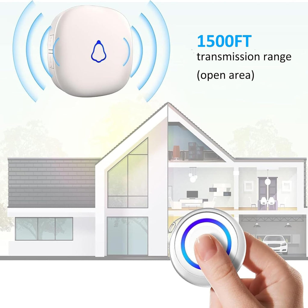 METAK Caregiver Pager Wireless Call Button for Elderly/Senior at Home, 1 Receiver + 1 Button, Medical Life Alert Necklace System for Patients, Disabled, Nurses, Emergency Bell Fall Monitor Devices