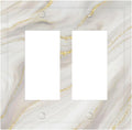 White Grey Gold Marble Simple Tiles Decorative Outlet Covers 2 Gang Double GFCI Rocker Electrical Wall Panels Light Switch Cover Plate for Bathroom Kitchen Decor