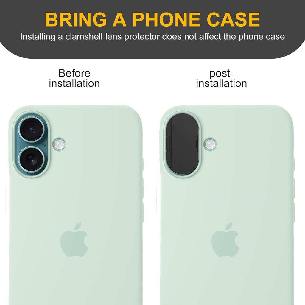 3 Pack Privacy Cover Compatible for iPhone 16/iPhone 16 Plus with 2 Front Camera Privacy Cover, Anti-Spy Camera Cover, Easy-Adhesive Design, Safeguard on iPhone 16/16 Plus,Black