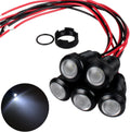 5pcs 12mm LED Indicator Light Plastic Black Signal Dot Lamp 110-220VAC 1/2 inches Mounting Hole Size with 15cm/5.9in. Wire (White LED)