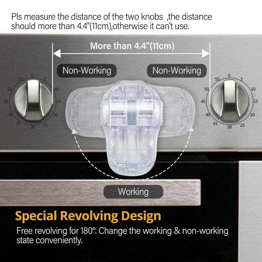 EUDEMON Child Safety Heat-Resistant Oven Door Lock, Oven Front Lock for Kids Easy to Install, Use Adhesive,No Screws or Drill (1 Pack,Clear-White)(Only for Flat Surface)