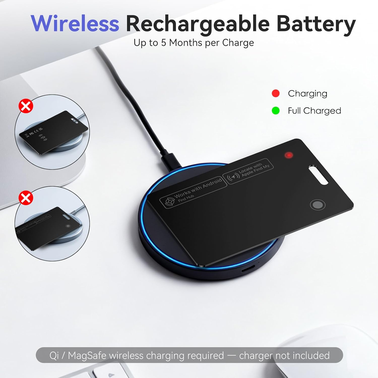 Wallet Tracker Card Air-Tag - for Android & iOS, Work with Google Find Hub & Apple Find My, 0.07in Slim Tracking Card, IP68 Waterproof Bluetooth Smart Item Locator for Luggage, Gifts for Men Women