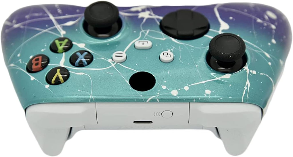 Hand Airbrushed Fade Custom Controller Compatible with Series X/S & One (Series X/S Purple & Teal White Drip)