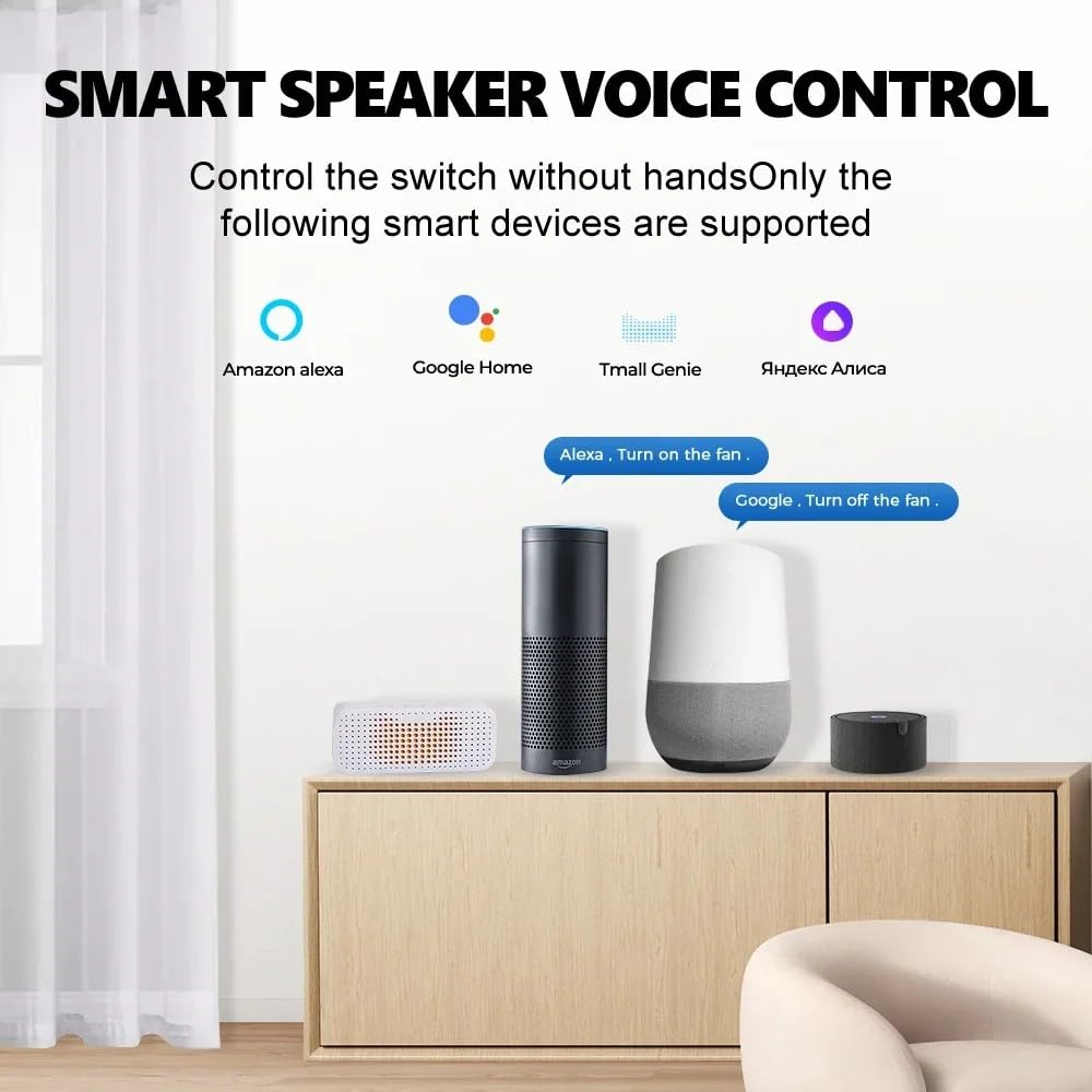 Eversecu WiFi Smart Light Switch 10A Mini DIY Breaker Module, Control by Smart Life/Tuya App, Compatible with Google Home/Alexa Echo