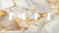 Gold Marble Crack Simple Abstract Print Light Switch Covers Quad Toggle Electrical Faceplate 4 Gang Wall Plate Decorative Switch Plates for Bathroom Kitchen Home Decor