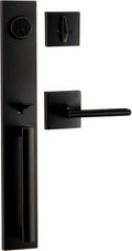 Berlin Modisch Full Escutcheon HandleSet Front Door Entry Handle and Deadbolt Lock Set Slim Square Single Cylinder Deadbolt and Lever Heavy Duty – Oil Rubbed Bronze Finish
