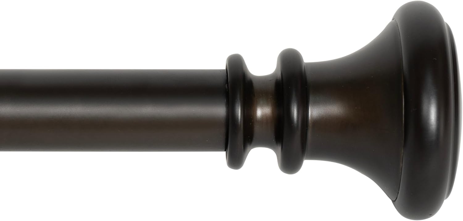 Deco Window Adjustable Curtain Rod for Windows 18 to 44 Inch (Pack of 1) Extendable Heavy Duty 1 Inch Iron Drapery Pole with Finials Wall Mounted French Door Curtain Rods (Bronze)