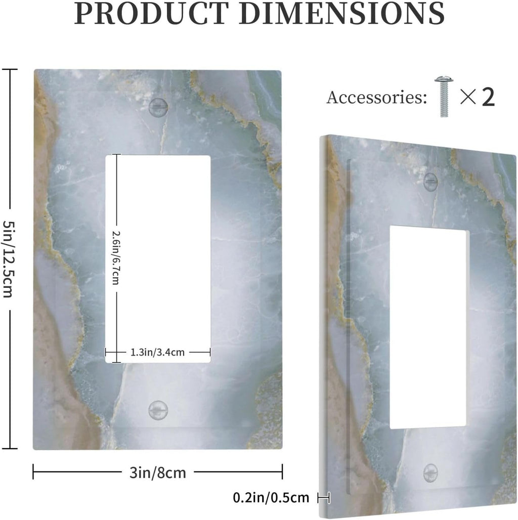 Decorative Outlet Covers Colored Art Marble Golden Line 1 Gang Single Rocker Light Switch Cover Plate Wall Plates Gfci Faceplate For Bathroom Kitchen Decor