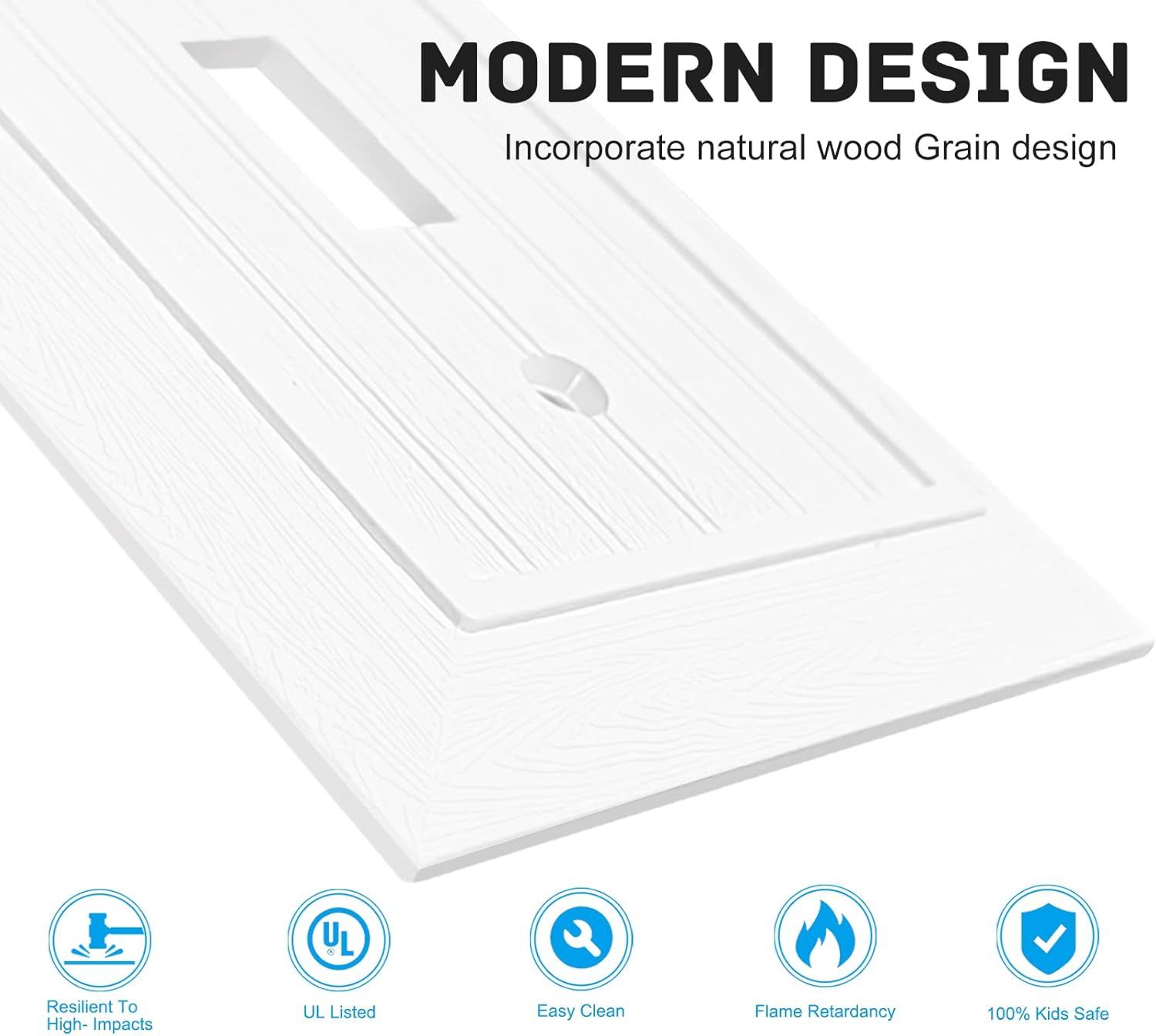 Modern Decorative Wall Plate Retro Wood Grain design Switch Cover Outlet Cover for Light Switch, Smart Switch, Dimmer, GFCI, USB Outlet (10 Pack, Single Toggle)