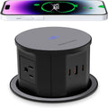 ANNQUAN 4.75" Pop Up Outlet with 65W USB-C,15W Wireless Charger,4 Outlets,3 USB Ports,Pop Up Countertop Receptacle Outlet for Home Office Kitchen