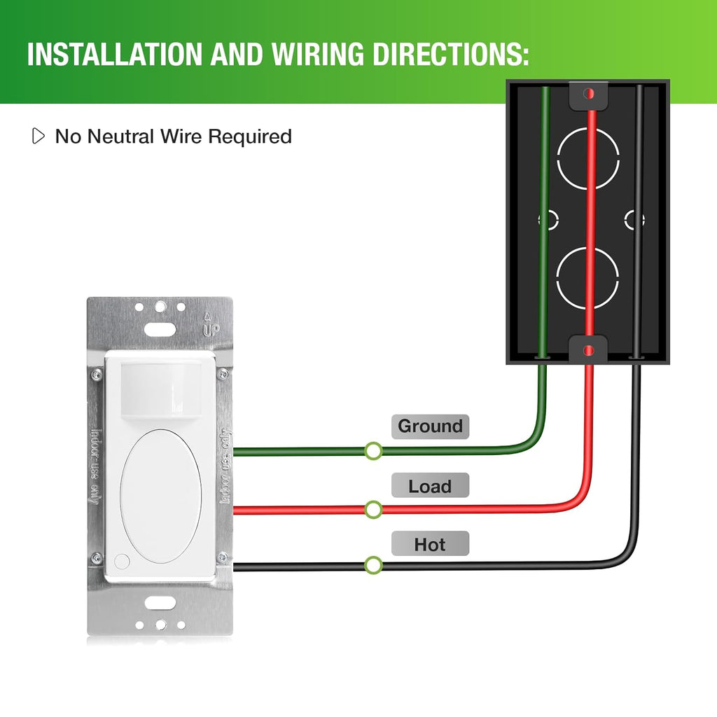 RAYZEEK Motion Sensor Light Switch,Need Ground Wire,Occupancy Sensor Switch, PIR Motion Activated Switch for Indoor,PC Fireproof, UL Certified