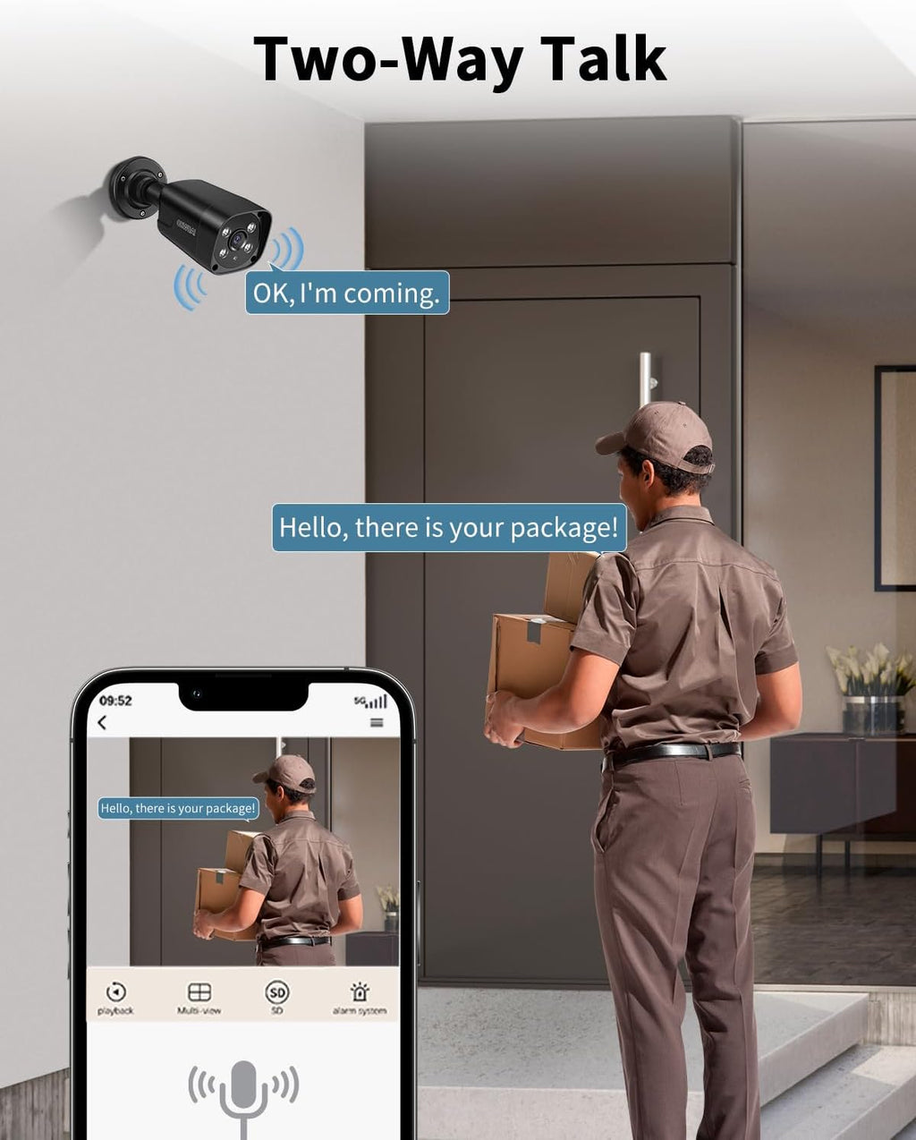 《130°Wide Angle & 2-Way Audio》Outdoor Wired Security Camera System, Black IP Cameras, Home Video Surveillance Systems
