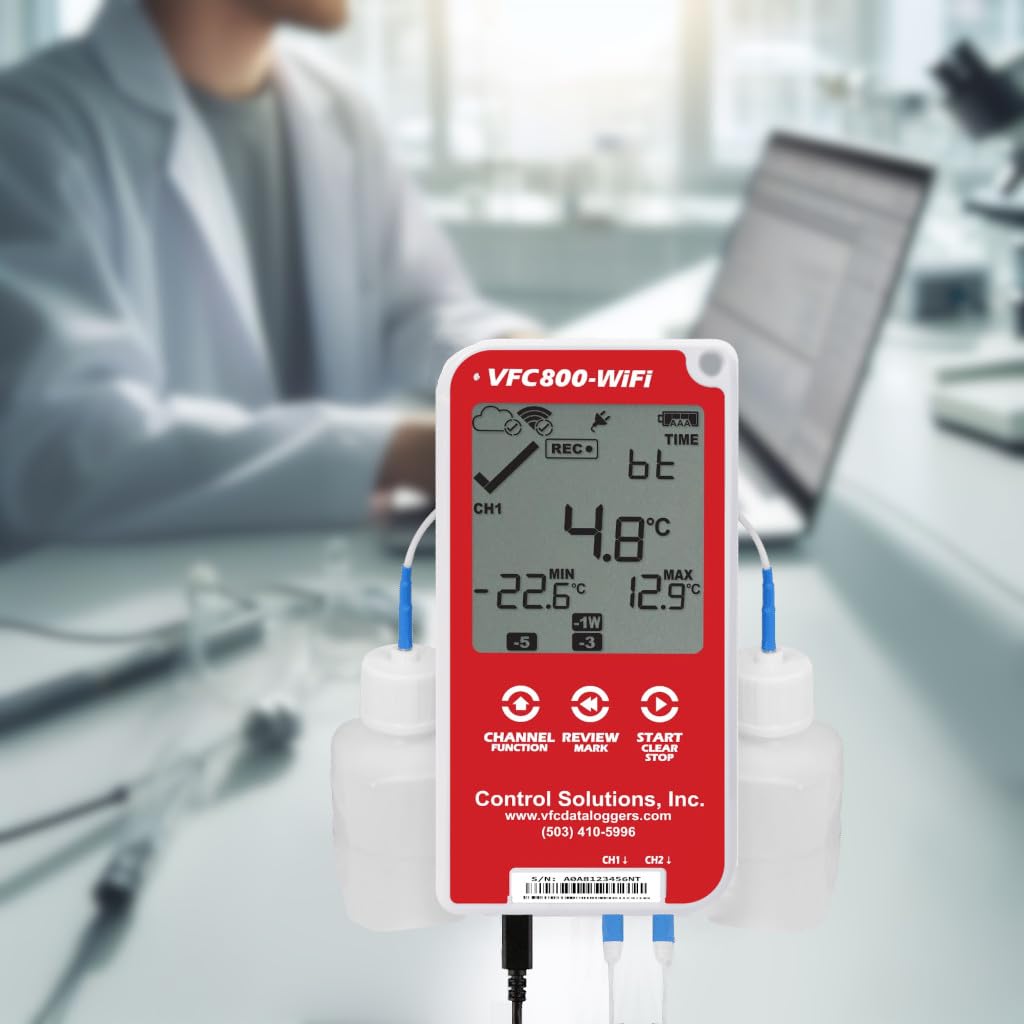 Control Solutions VFC800 Temperature Data Logger (VFC800-WiFi 10Ft Dual Probe)