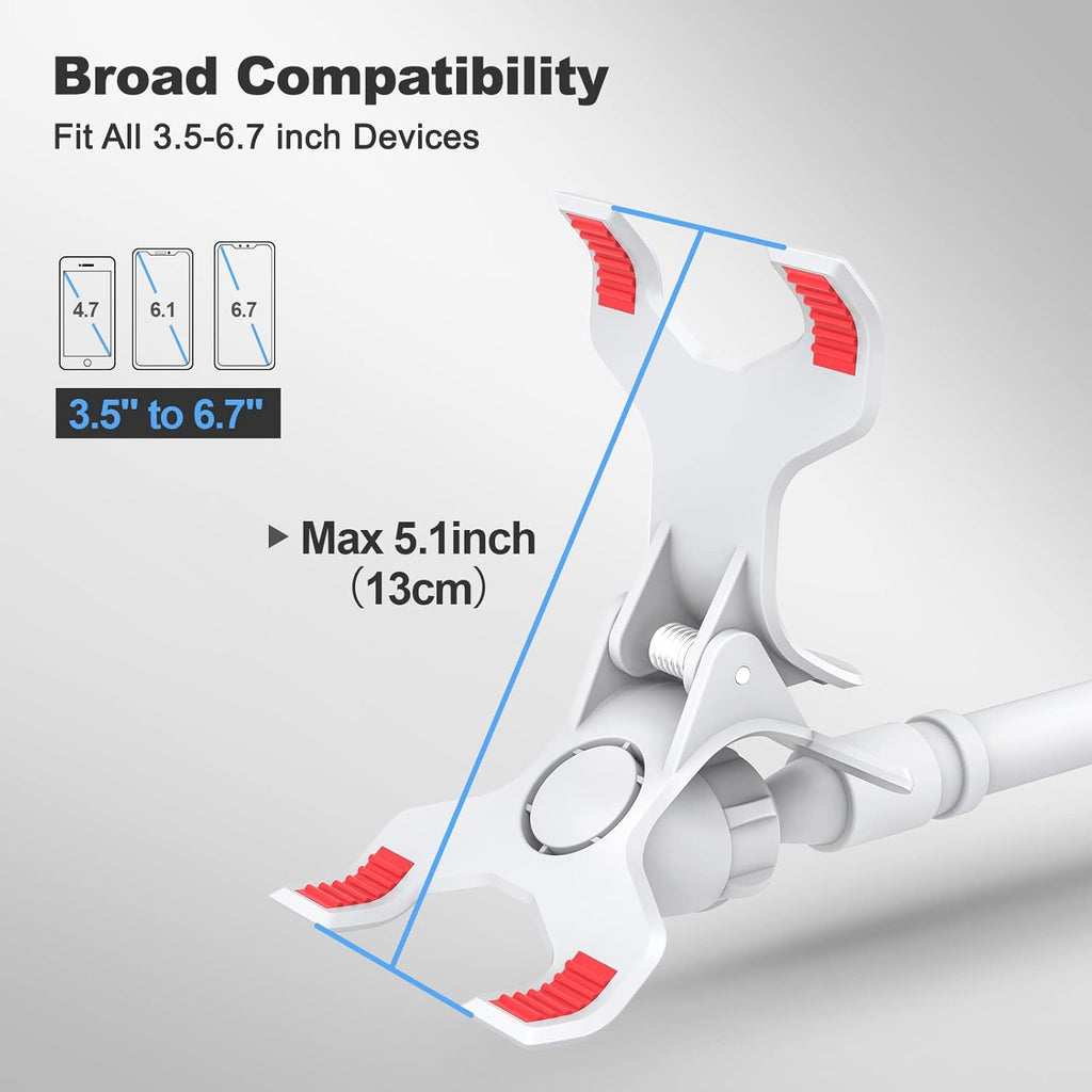 Gooseneck Cell Phone Holder, Universal 360 Flexible Phone Stand Lazy Bracket Mount Long Arms Clamp for Phone 13 Pro Xs Max XR X 8 7 6 6s Plus and Other 3.5~6.7'' Device (White)…