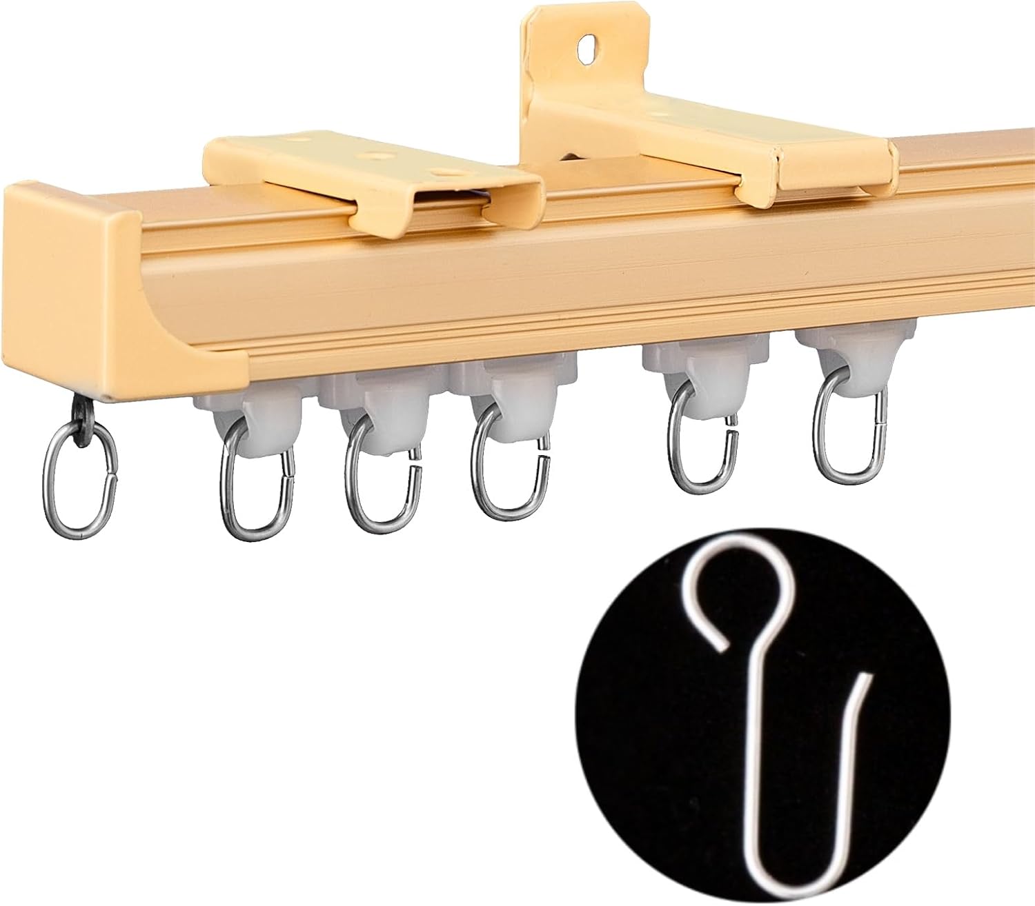Ceiling Curtain Tracks Ceiling Mounted Heavy-Duty Curtains Rails Room Divider Curtain Track for Living Bedroom Shower Privacy RV Garage Divider Track，Golde 9ft.